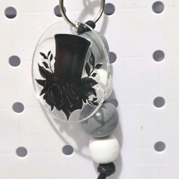 Steampunk Top Hat Dark Roses steam punk  Beaded Keychain Dark Aesthetic - Picture 3 of 3